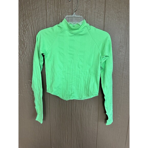 Free People Lime Green FP MOVEMENT Offside Layer Base Crop Top Stretch NWOT M/L - Picture 1 of 5